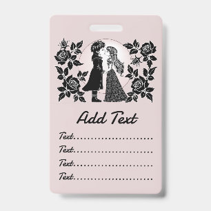 Cute Gothic Emo Kids Kiss Valentine's Day  ID Badge