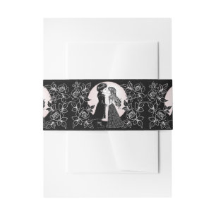 Cute Gothic Emo Kids Kiss Valentine's Day Invitation Belly Band