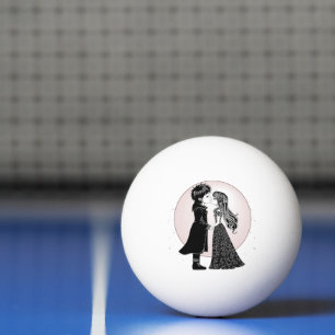 Cute Gothic Emo Kids Kiss Valentine's Day Ping Pong Ball