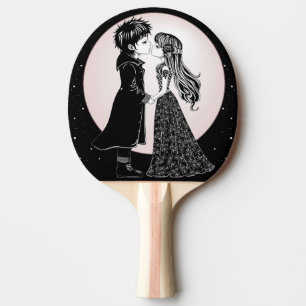 Cute Gothic Emo Kids Kiss Valentine's Day Ping Pong Paddle