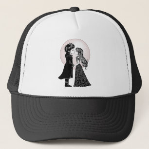 Cute Gothic Emo Kids Kiss Valentine's Day  Trucker Hat