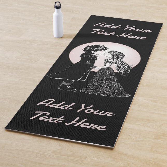 Cute Gothic Emo Kids Kiss Valentine's Day  Yoga Mat (In Situ)