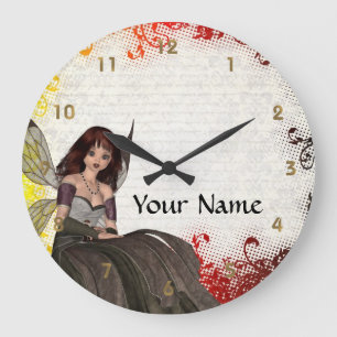Cute Gothic fairy Large Clock