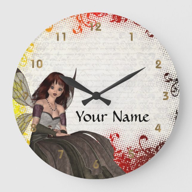 Cute Gothic fairy Large Clock (Front)