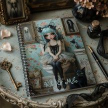 Cute Gothic Fairy With Black Cat Personalised
