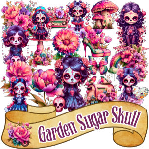 Cute Gothic Garden Sugar Skull 2