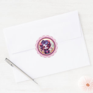 Cute Gothic Garden Sugar Skull  Classic Round Stic Sticker