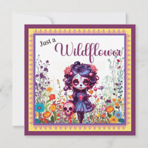 Cute Gothic Garden Sugar Skull Holiday Card
