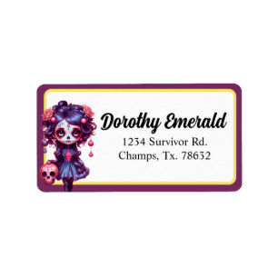 Cute Gothic Garden Sugar Skull Label