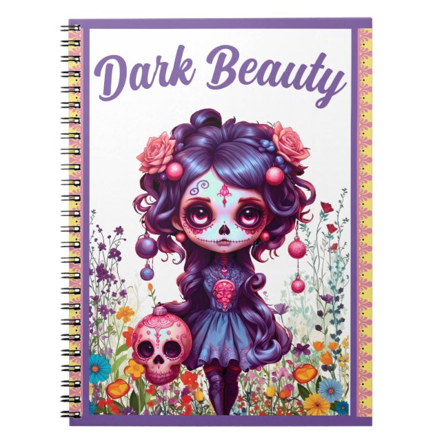 Cute Gothic Garden Sugar Skull  Notebook (Front)