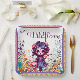 Cute Gothic Garden Sugar Skull  Paper Plate