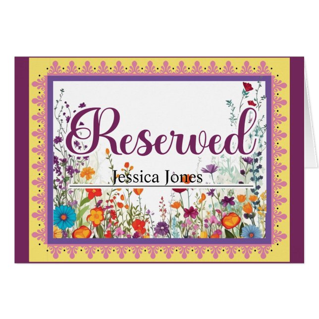 Cute Gothic Garden Sugar Skull Reserved Card (Front Horizontal)