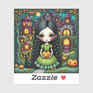 Cute Gothic Girl Pumpkin Halloween Village