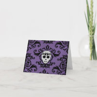 Cute gothic glam girly skull damask black purple