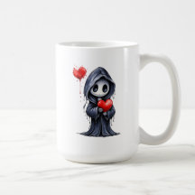 Cute Gothic Grim Reaper Heart Mug – Spooky Hallowe