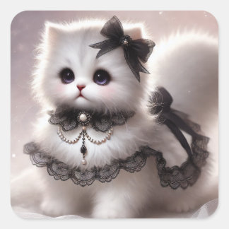 Cute Gothic Lolita Cat Square Sticker