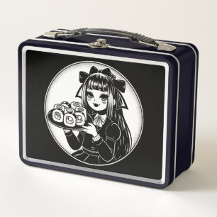 Cute Gothic Lolita with Sushi Japanese Kawaii Metal Lunch Box