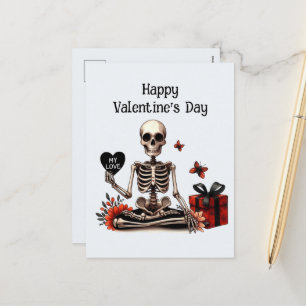 Cute Gothic love Valentine skeleton Holiday Postcard