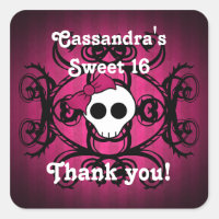 Cute gothic skull fuschia and black sweet 16