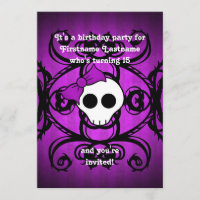 Cute gothic skull purple and black 5x7 birthday