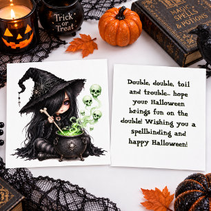 Cute Gothic Witch Halloween Card