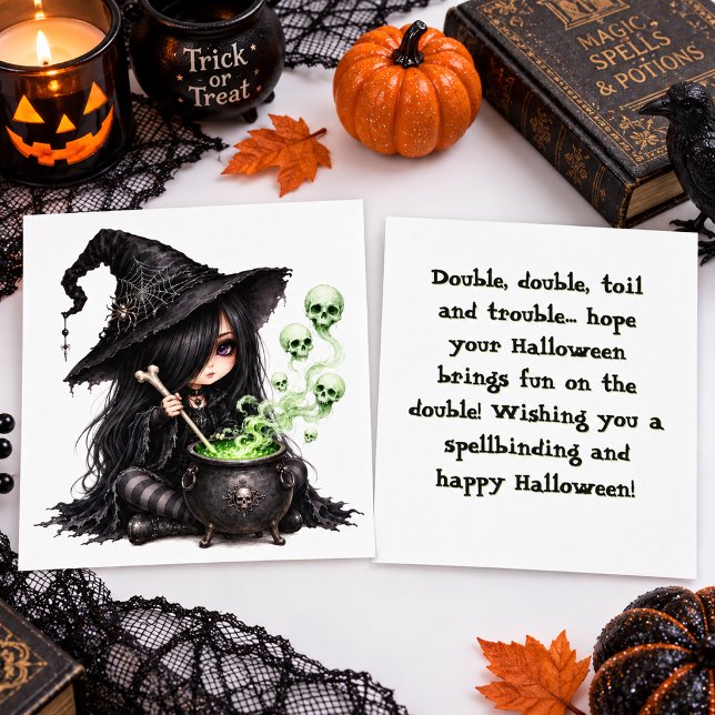 Cute Gothic Witch Halloween Card (Creator Uploaded)
