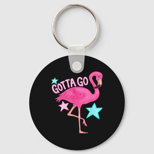 Cute Gotta Go Flamingo Funny Girly Summer Beach Key Ring (Front)