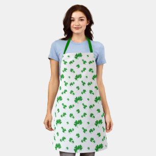 Cute Gradient Green Shamrock Pattern Apron