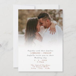 Cute gradient Photo Overlay effect Wedding Invitation