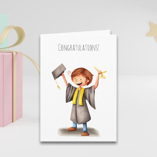 Cute Graduate Celebrating Congratulations Custom Card