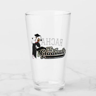 Cute Graduate Dog with Name Graduation Glass