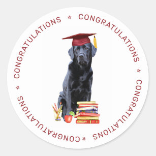 Cute Graduate Puppy Dog Graduation Congratulations Classic Round Sticker