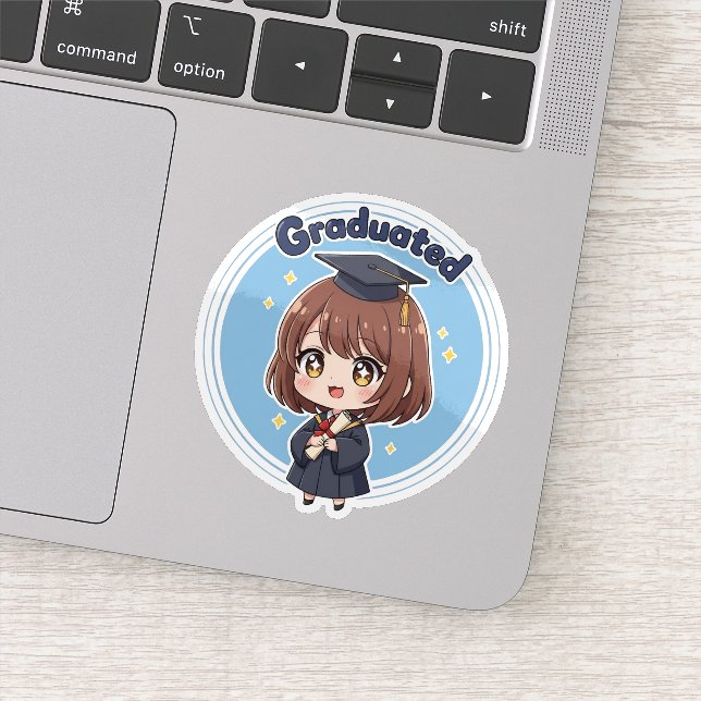 Cute Graduated Chibi Girl Graduate Sticker (Detail)