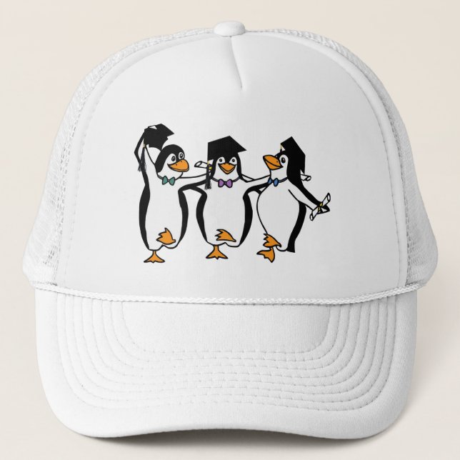 Cute Graduating Penguins Trucker Hat (Front)