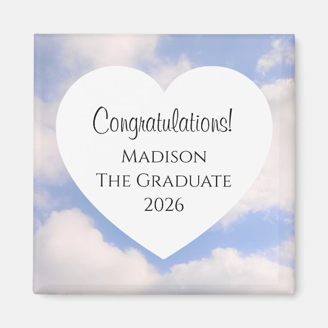 Cute Graduation 2026 Congratulations Message Heart Magnet (Front)