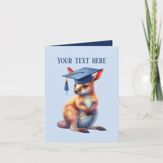 Cute Graduation add message kangaroo  Card (Front)