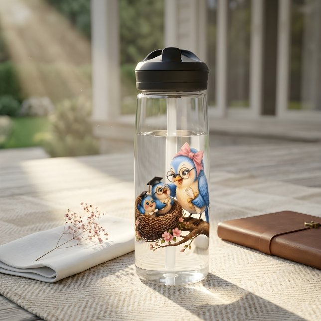 Cute Graduation Bird Clear Water Bottle (Creator Uploaded)