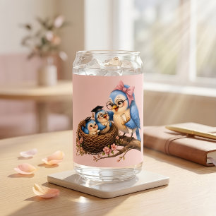 Cute Graduation Bird Drinkware Set Can Glass