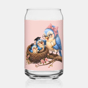 Cute Graduation Bird Drinkware Set Can Glass
