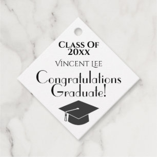 Cute Graduation Cap Class of Congratulations Favour Tags