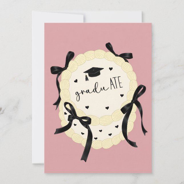 Cute Graduation Card for Her - Coquette Bow Card (Front)