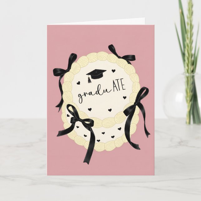 Cute Graduation Card for Her - Coquette Bow Card (Front)