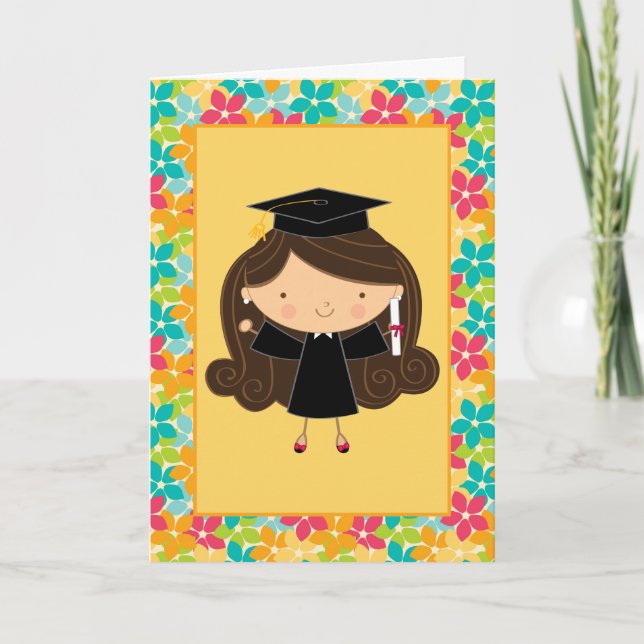 Cute Graduation Gift Greeting Card For Girls (Front)