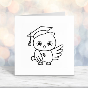 Cute Graduation Owl in a Hat Holding a Scroll Self-inking Stamp