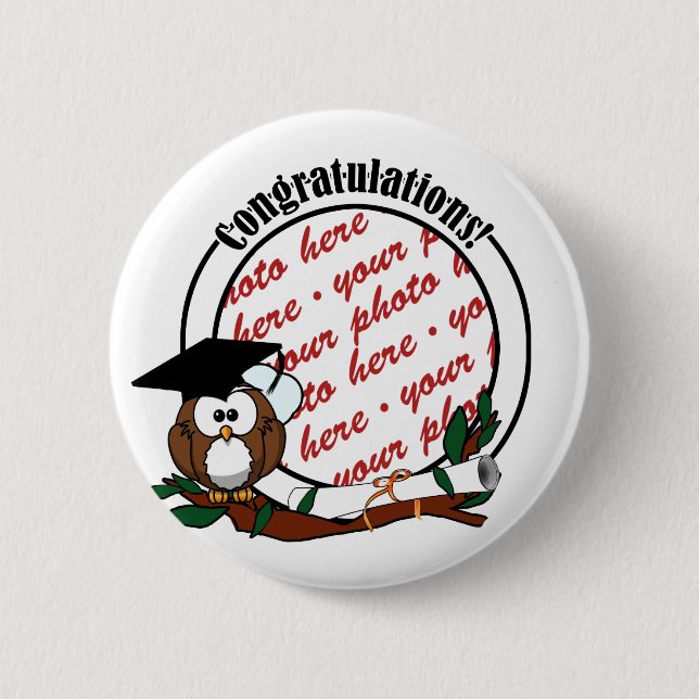 Cute Graduation Owl With Cap & Diploma 6 Cm Round Badge (Front)