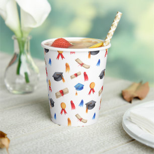 Cute Graduation Patterned Paper Cups