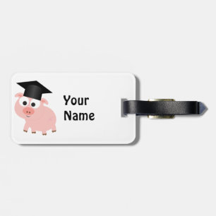 Cute Graduation Pig Luggage Tag