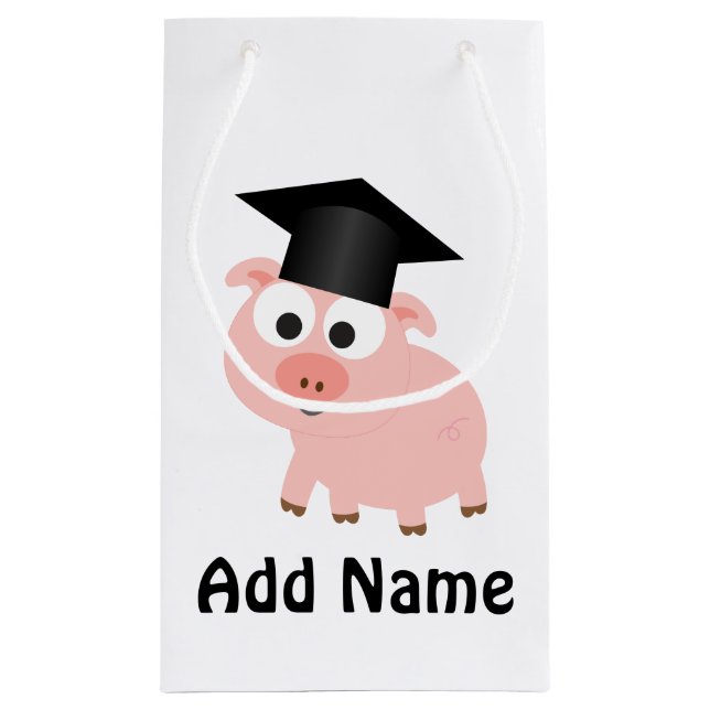 Cute Graduation Pig Small Gift Bag (Back)