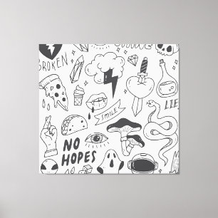 Cute Graffiti: Doodle Art Set. Canvas Print