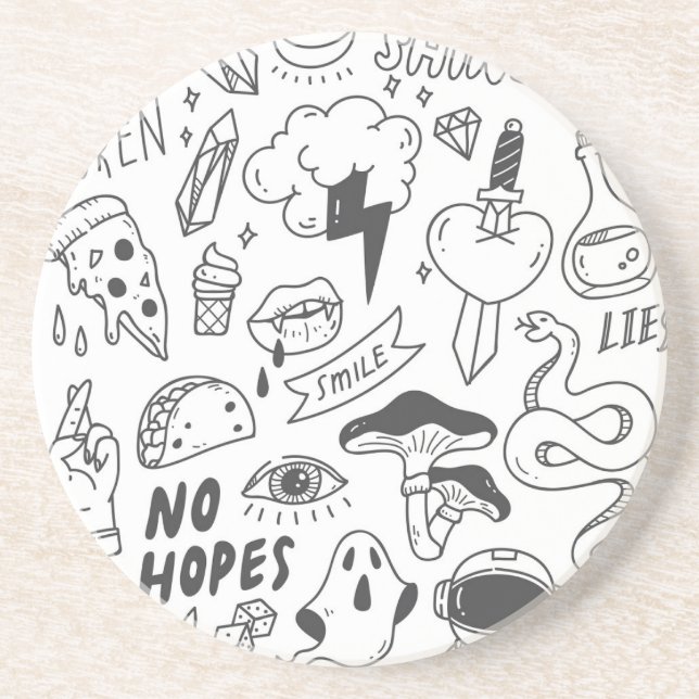 Cute Graffiti: Doodle Art Set. Coaster (Front)